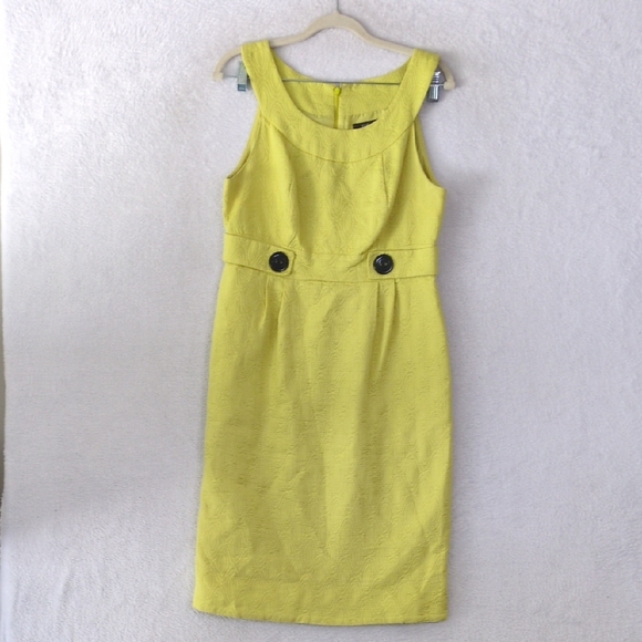 RB Collection New York‎ Womens Yellow Sleeveless Pencil Dress Size 8 - Picture 1 of 9